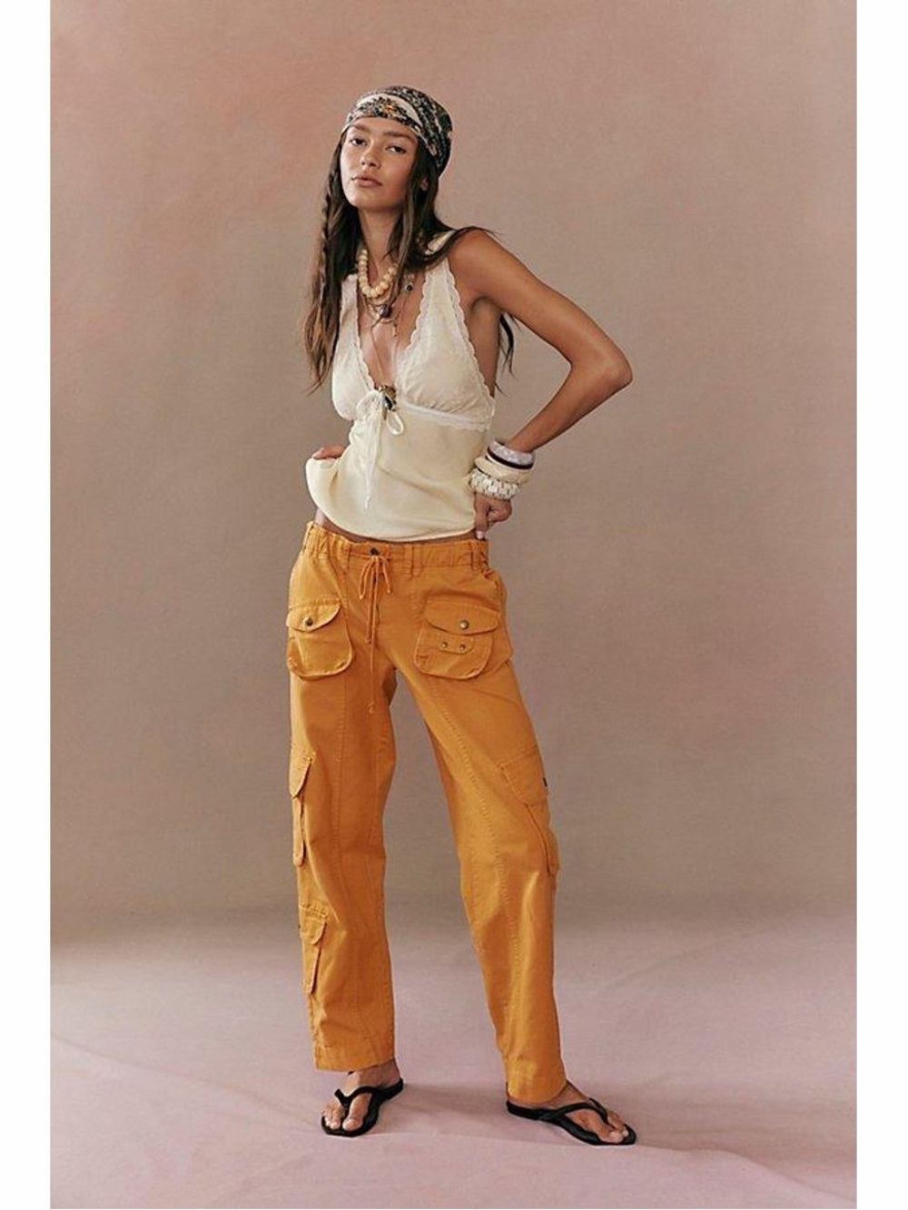 Free People Tahiti Women's Cargo Utility Pants in Orange